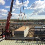 Lifting very large heat exchanger with crane top view